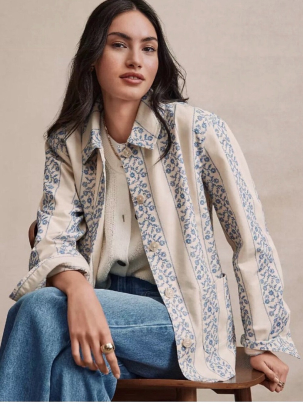 NWT Loft floral striped chore jacket size M